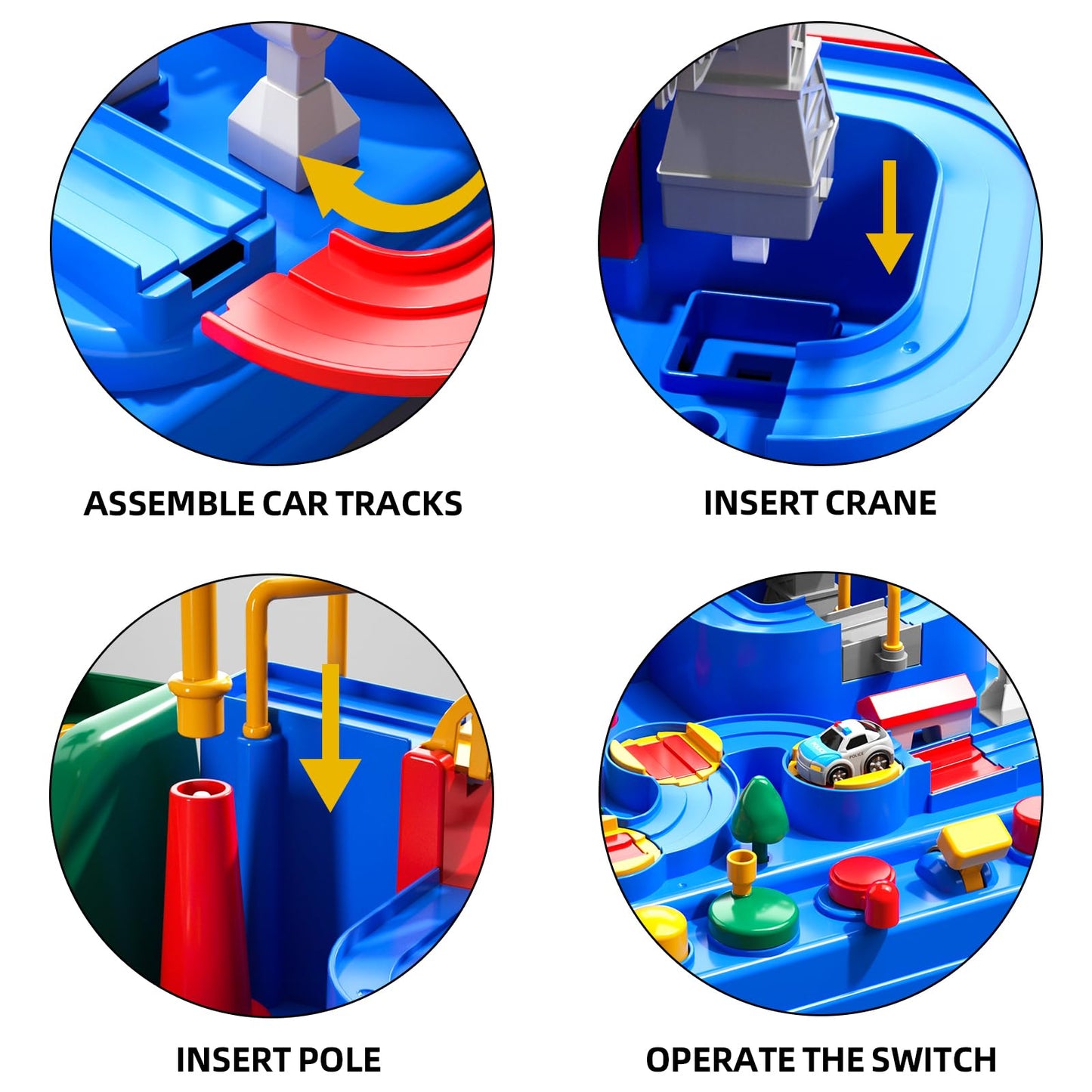 Temi Boys Toys Car Track, Kids Race Track City Adventurous Car Toy For 3 4 5 6 7 Years Old Boys Girls - Car Toys With 3 Cars, Car Track Toys For Boys Age 3, Birthday Gifts Toys For Boys 3-5 Years Old