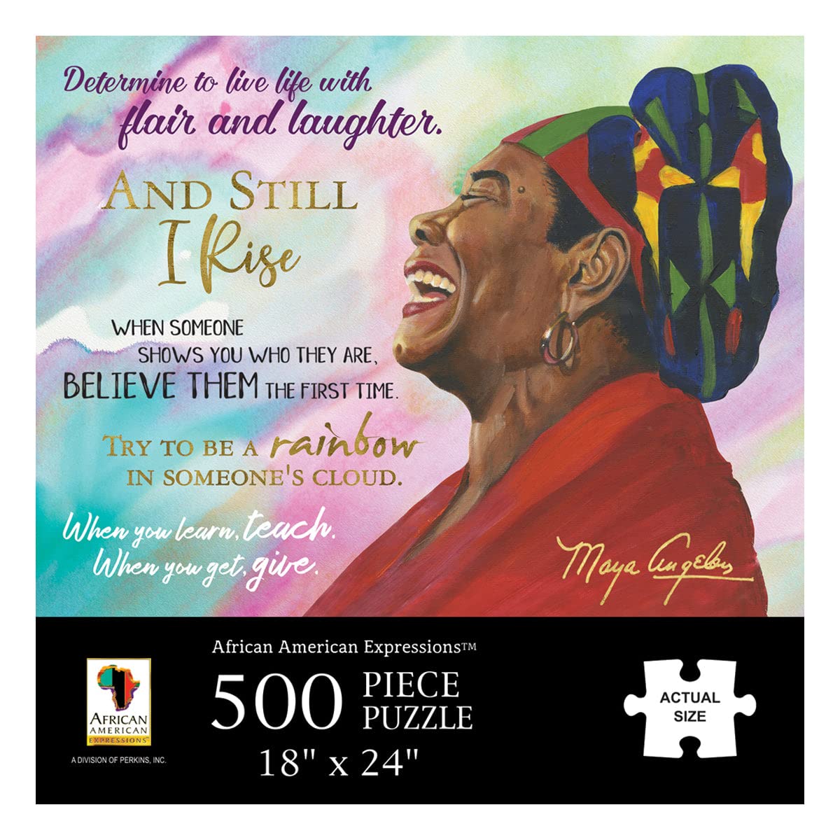 African American Expressions Maya Angelou Quotes 500 Piece Jigsaw Puzzle - Cardboard for Adults, Inspiring Fall Relaxation Puzzle