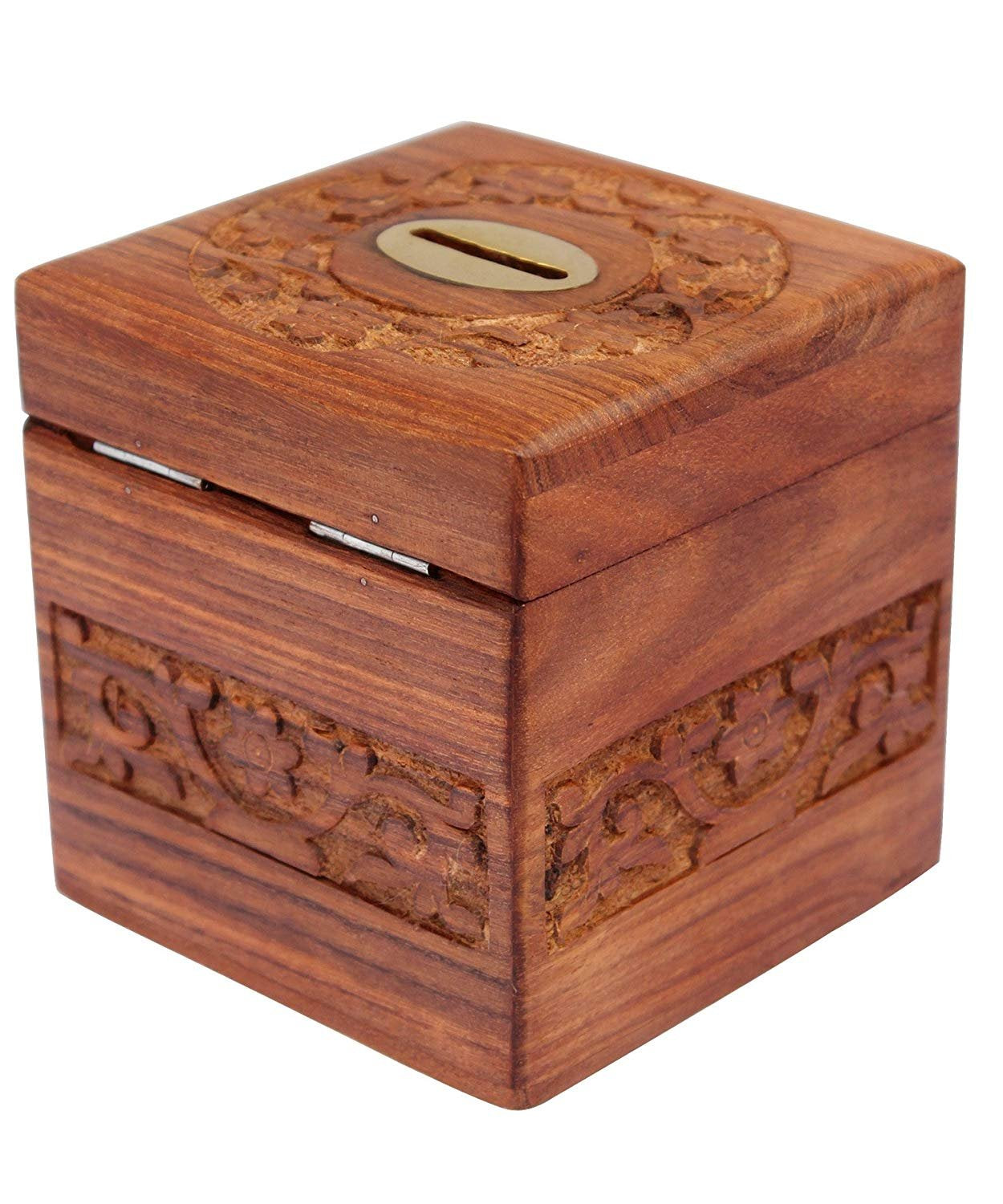 Serenz Handmade Wooden Piggy Bank - Money Bank - Coin Box - Money Box - Gift Items for Kids