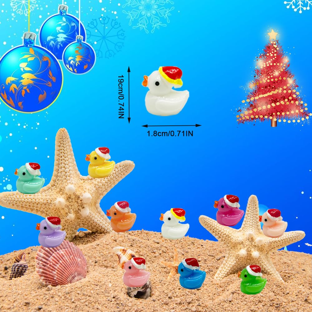 Aweelon100 Pcs Christmas Tiny Ducks Mini Resin Ducks Tiny Ducks (A)