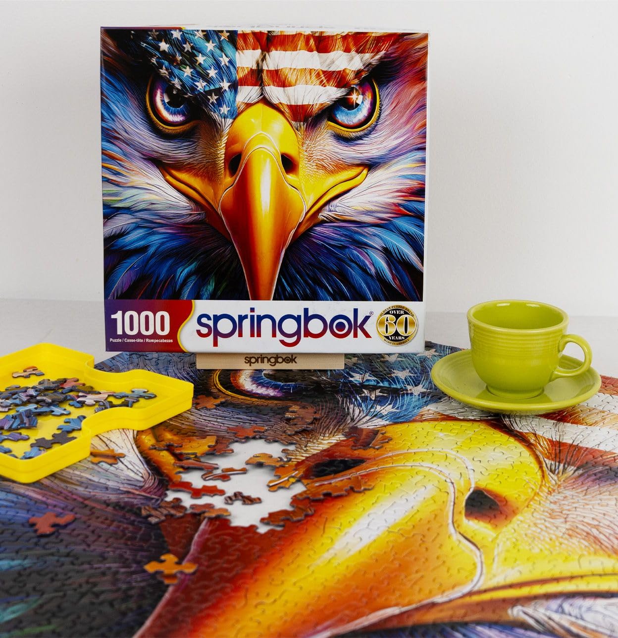 Springbok American Eagle 1000 Piece Jigsaw Puzzle - Challenge Yourself with This Striking Patriotic Image of an Iconic American Eagle