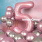 Rainbowq Party 5 Balloon Number 40 Inch For Boy Or Girl Big Pink 0-9 Foil Mylar Large 5 Number Balloon Happy 5Th Birthday Party