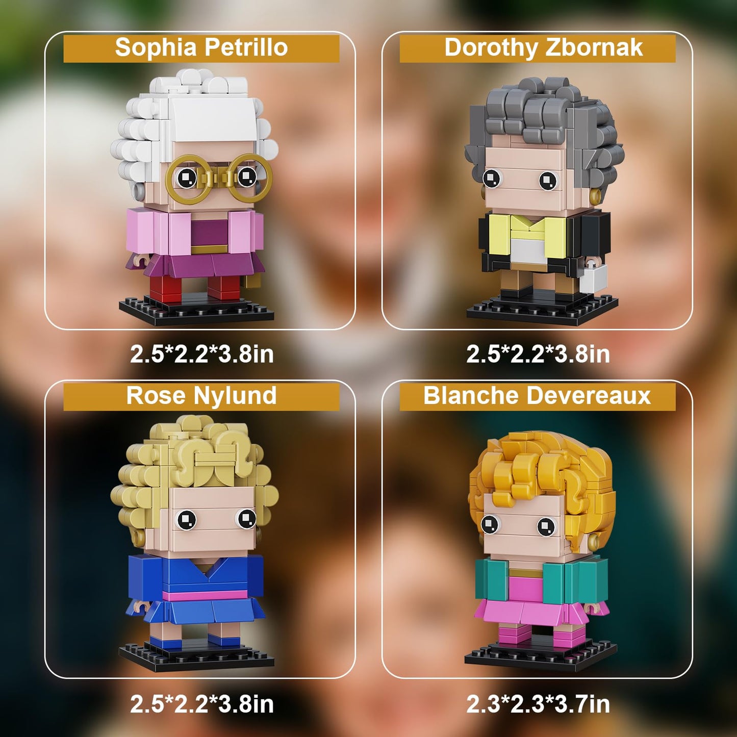 The Golden Lady Building Blocks  4 Figures of The Single Women  Petrillo  Nylund  Zbornak and Devereaux  Stable Lovely Toy is Symbol of Girls Friendship Present  Compatible with Lego(610pcs)