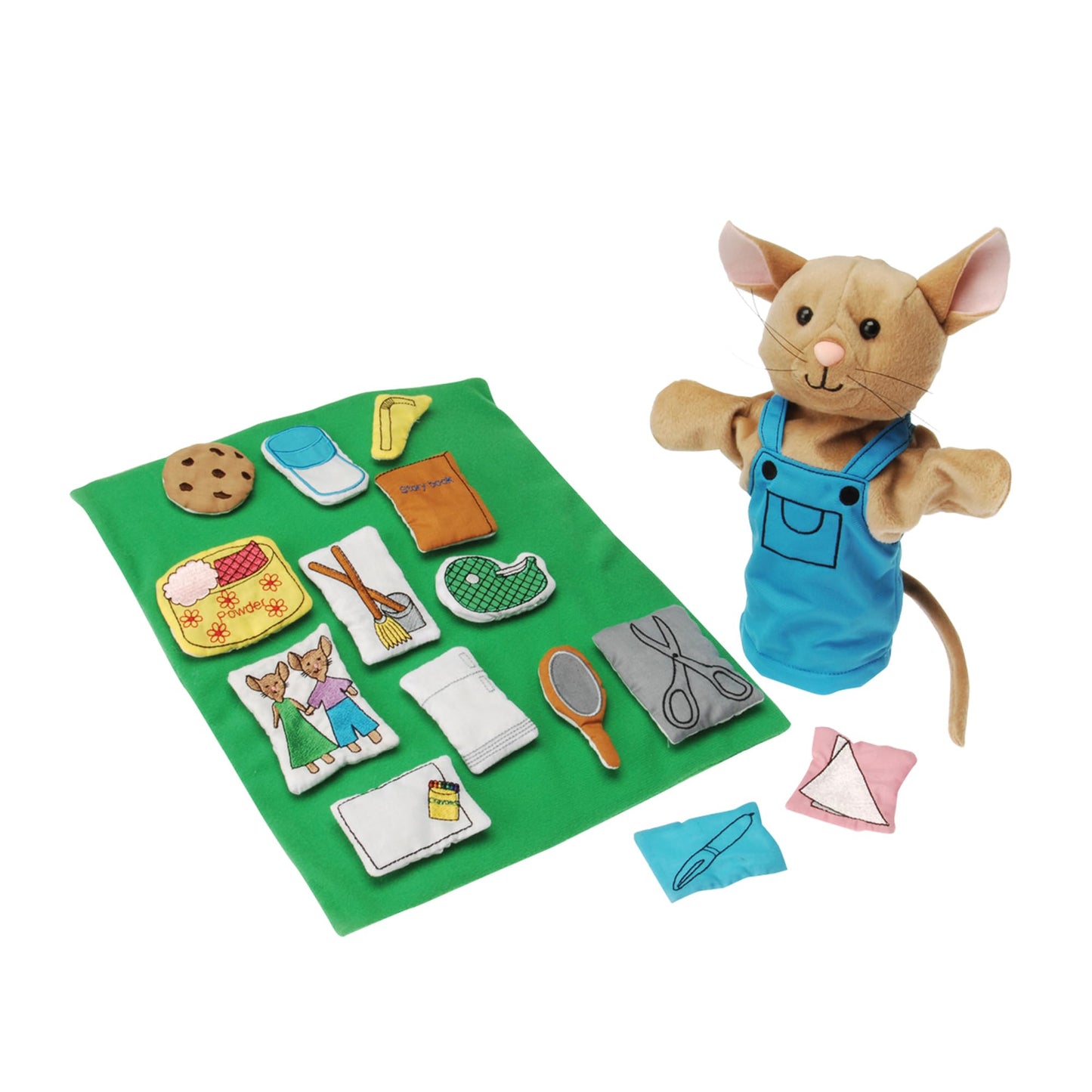 Constructive Playthings Plush Hand Puppet Set - If You Give a Mouse a Cookie, 16-Pieces for Literacy & Visual Learning, Fabric, Model MTC-325