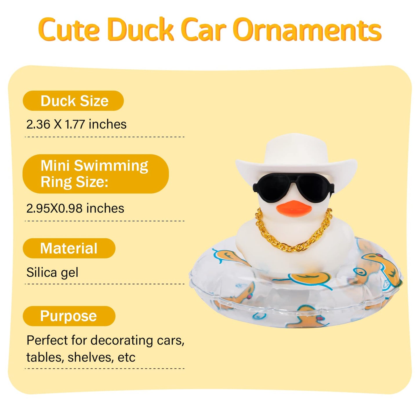 Wonuu Car Accessories Rubber Ducks Dashboard Decorations Rubber Duck Pink Accessories Dashboard Duck Car Decorations Car Ducks For Dashboard Car Duck Car Dashboard Decorations, Bg-White-Cowboywhite