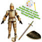 enttgo Fine 3D Printed 8.95-inch Medieval Knight T13 Figure, Full Body Mechanical Movable Toy, Metallic Silver Craft Toy, Table