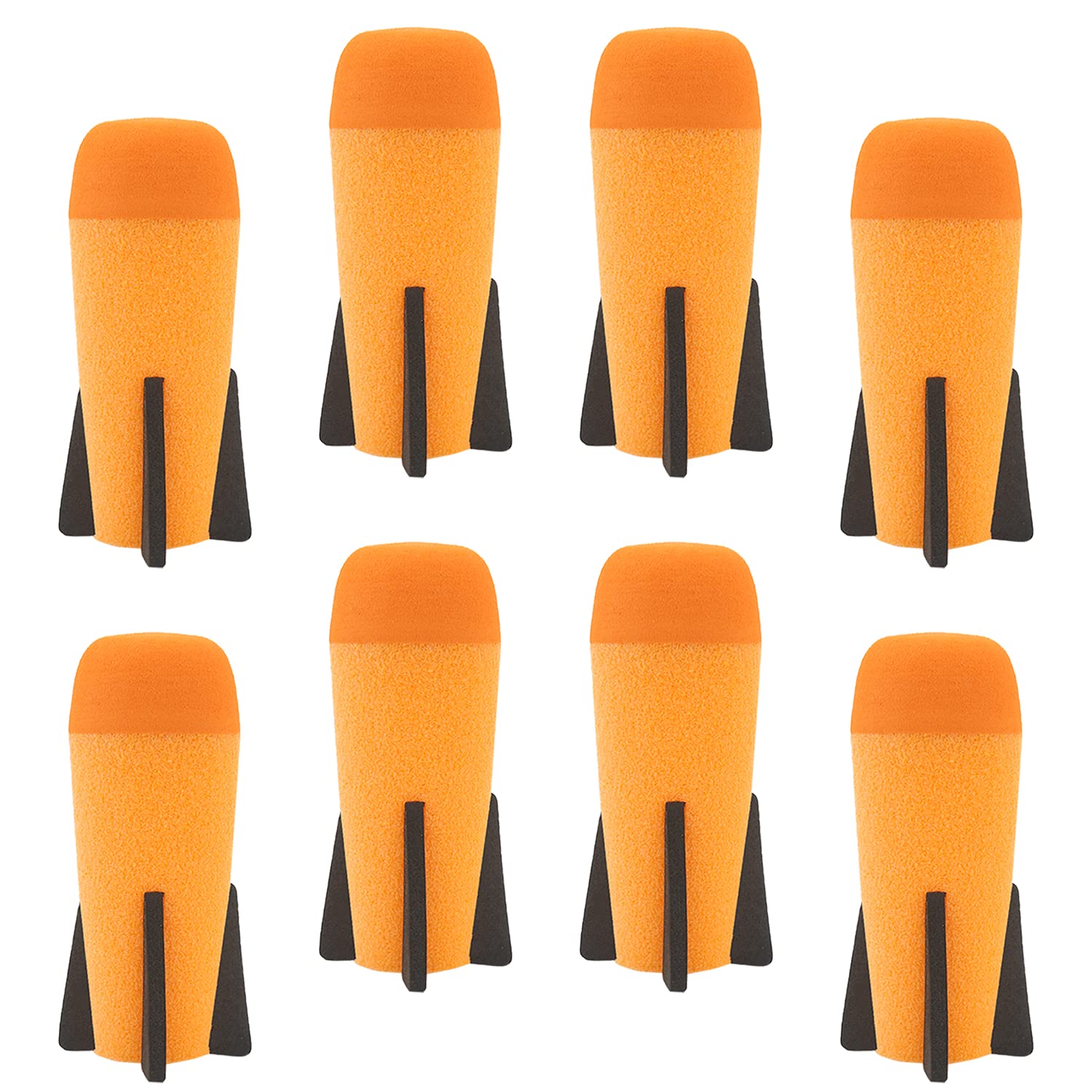 EKIND 8-Pack Mega Missile Refill for Toy Rocket Launcher  Foam  Compatible for Nerf N-Strike advanced Series (Orange)