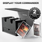 Uaono Card Deck Box For Mtg, Double Card Storage Box With 2 Commander Display & 1 Dice Tray, Fits 200+ Double Sleeved Cards, Card Organizer For Ccg Tcg Sports Cards (Black Gray)