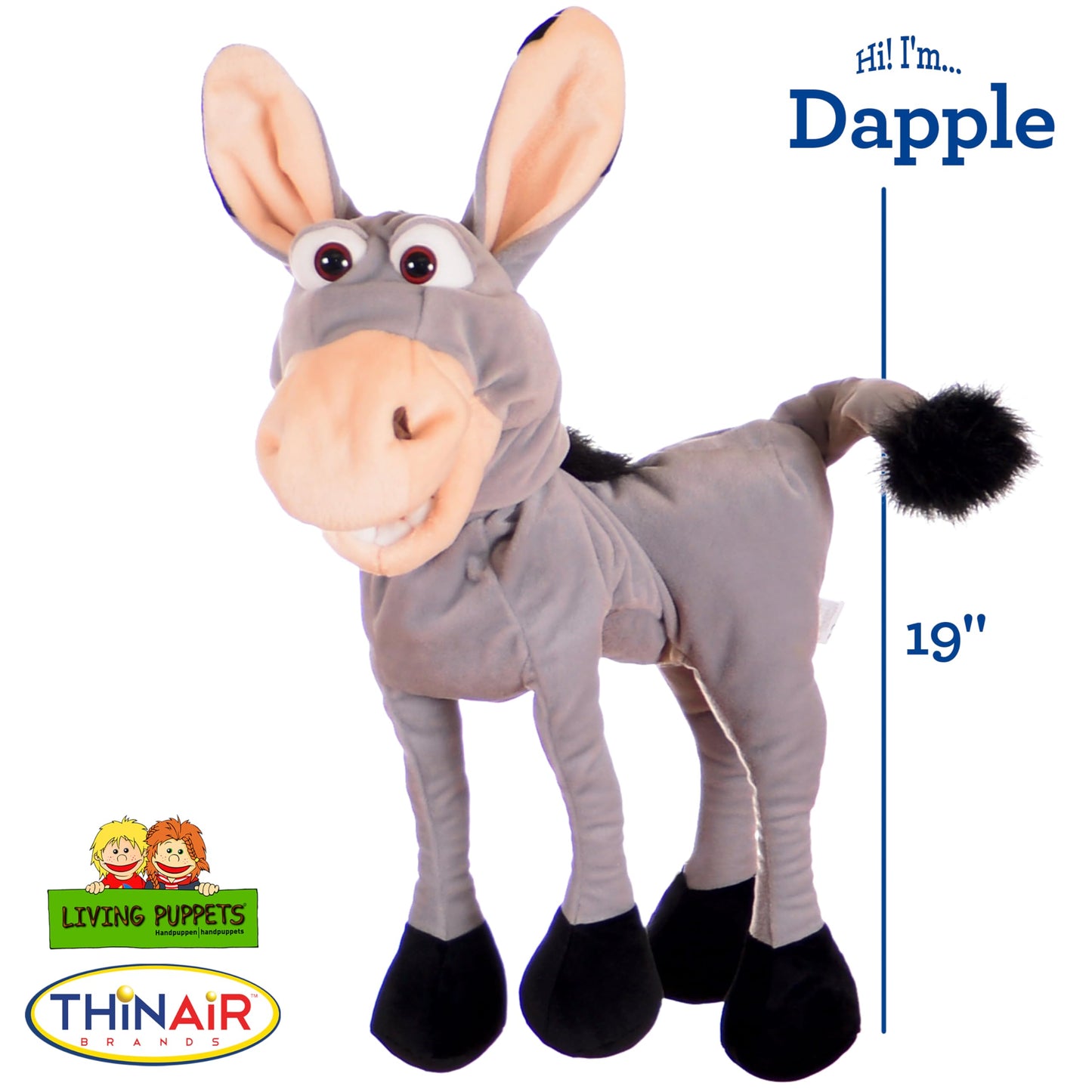 Living Puppets 19-Inch Plush Donkey Hand Puppet - Fine European Design  Ultra-Soft and Cuddly  Promotes Child Development  Safety Certified  Teacher-Recommended for Boys and Girls