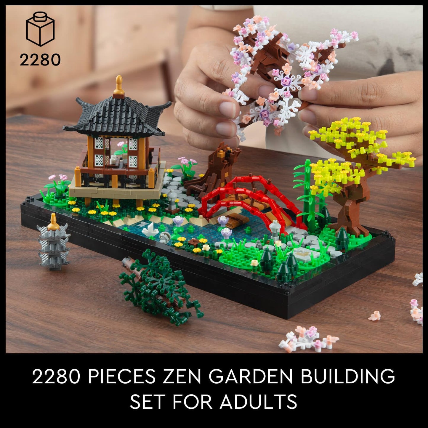 Finger Rock Cherry Blossom Bonsai Tree Building Set, Creative Japanese Tranquil Zen Gardens, Sakura Flowers And Plants Display Model Gift For Adults Teens 14+ (2280 Pcs)