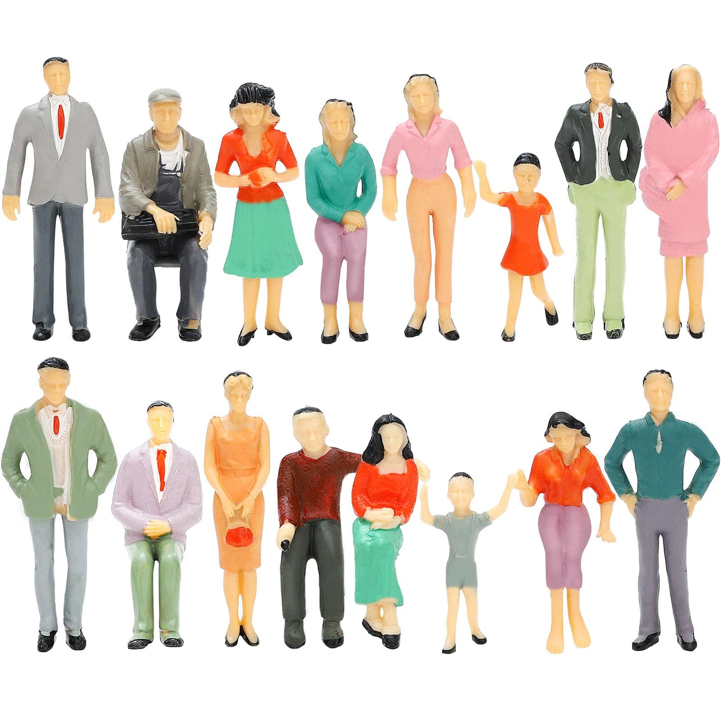 ONEST 16 Pieces 1: 25 Scale Miniature People Figurines Mini Plastic Figurines Dollhouse Accessories Mini Figures Hand Painted St