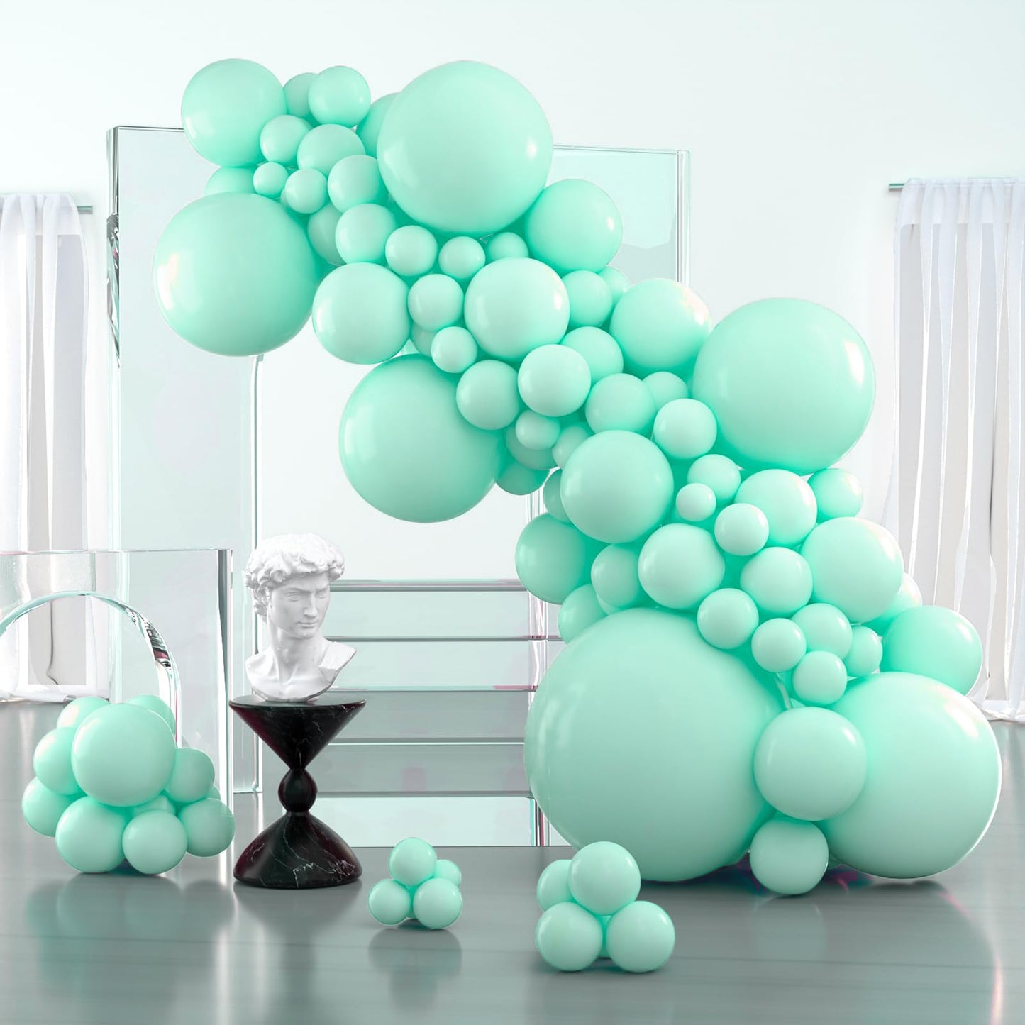 Partywoo Mint Balloons, 127 Pcs Mint Green Balloons Different Sizes Pack Of 36 Inch 18 Inch 12 Inch 10 Inch 5 Inch Pastel Turquoise Balloons For Balloon Garland Or Arch As Party Decorations, Mint-Q03