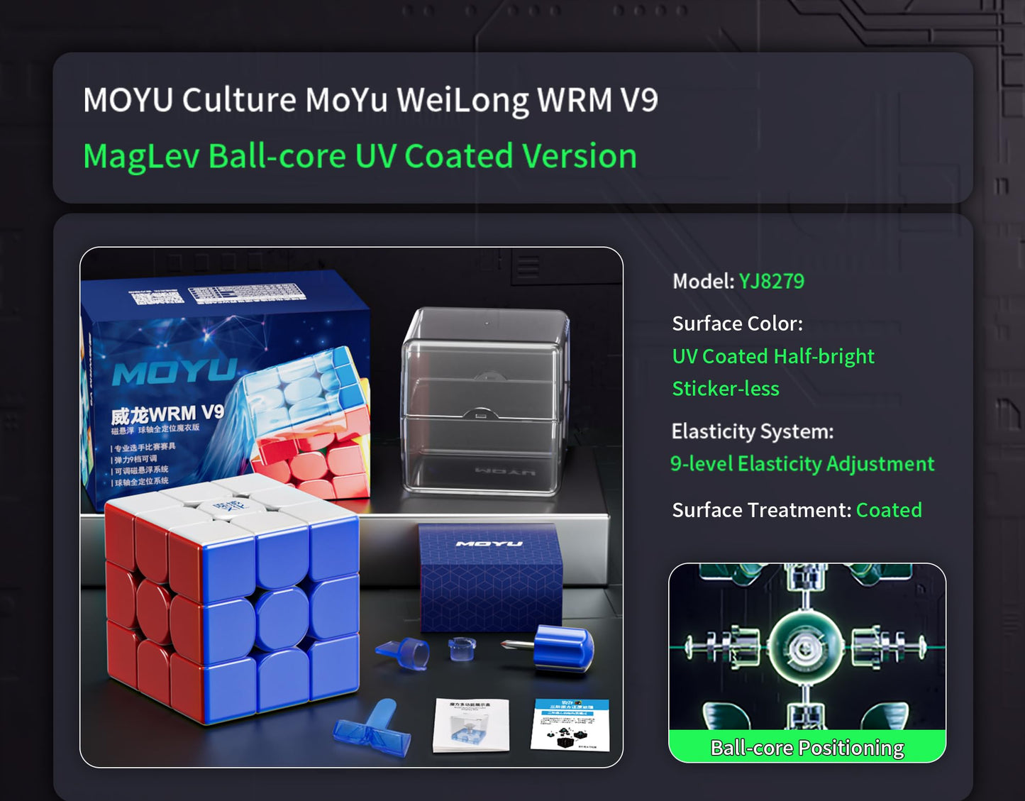 CuberShop Moyu WRM V9 MagLev 2023 Speed Cube, WeiLong WR M V9 Magnetic & MagLev Professional Flagship 3x3 Stickerless