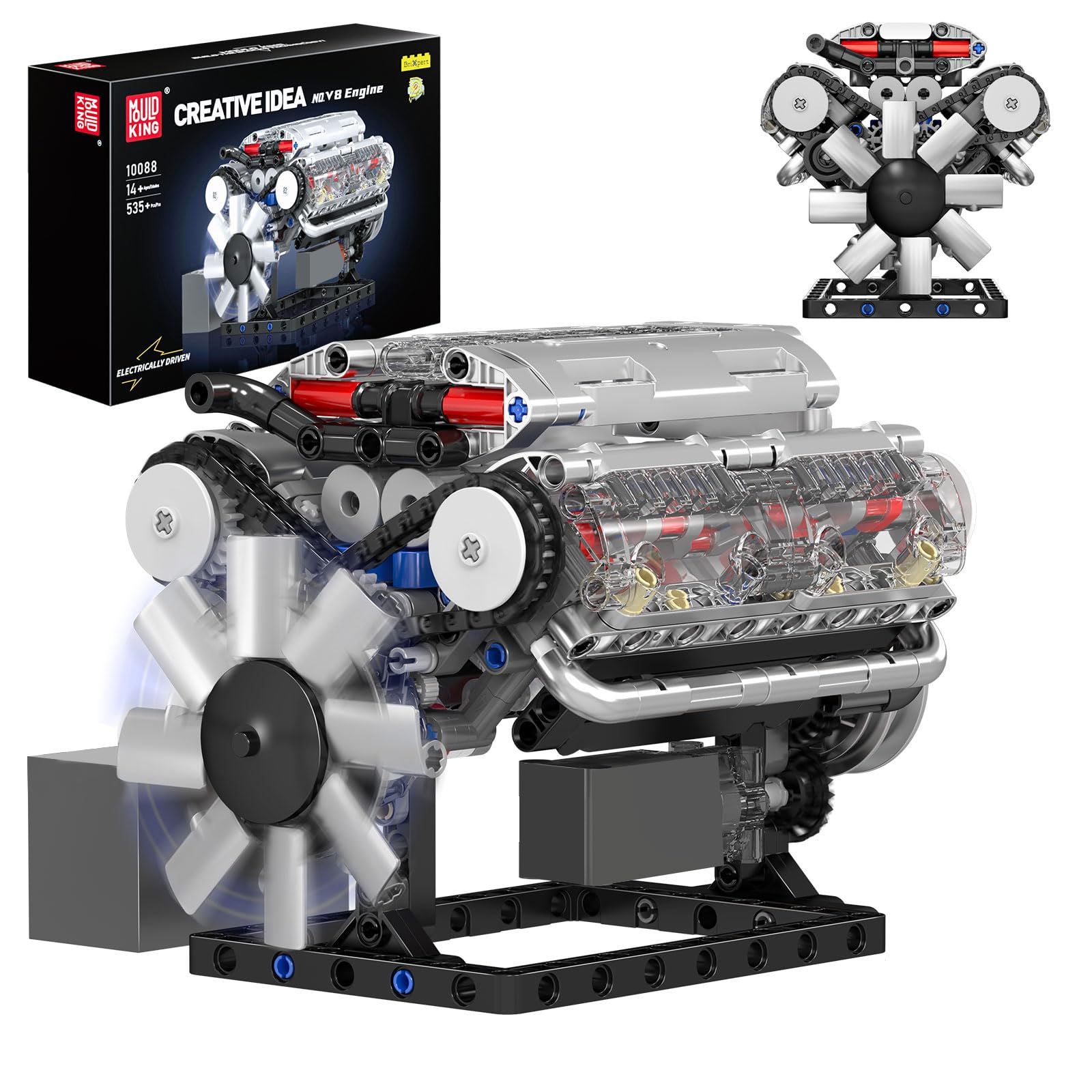 Mould King Visible V-8 Engine Building Blocks V8 Motor Model Building Toys, V8 Combustion Engine Building Sets, Creative Stem To