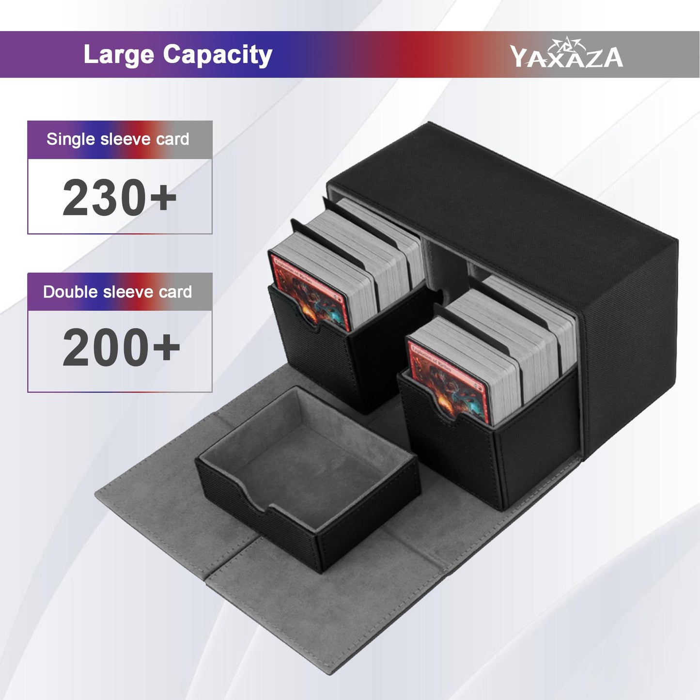 Yaxaza Durable Double Layer Card Box With Dice Tray For Mtg Commander Deck Box, Protects 200+ Double Layer Cards, Designed For M