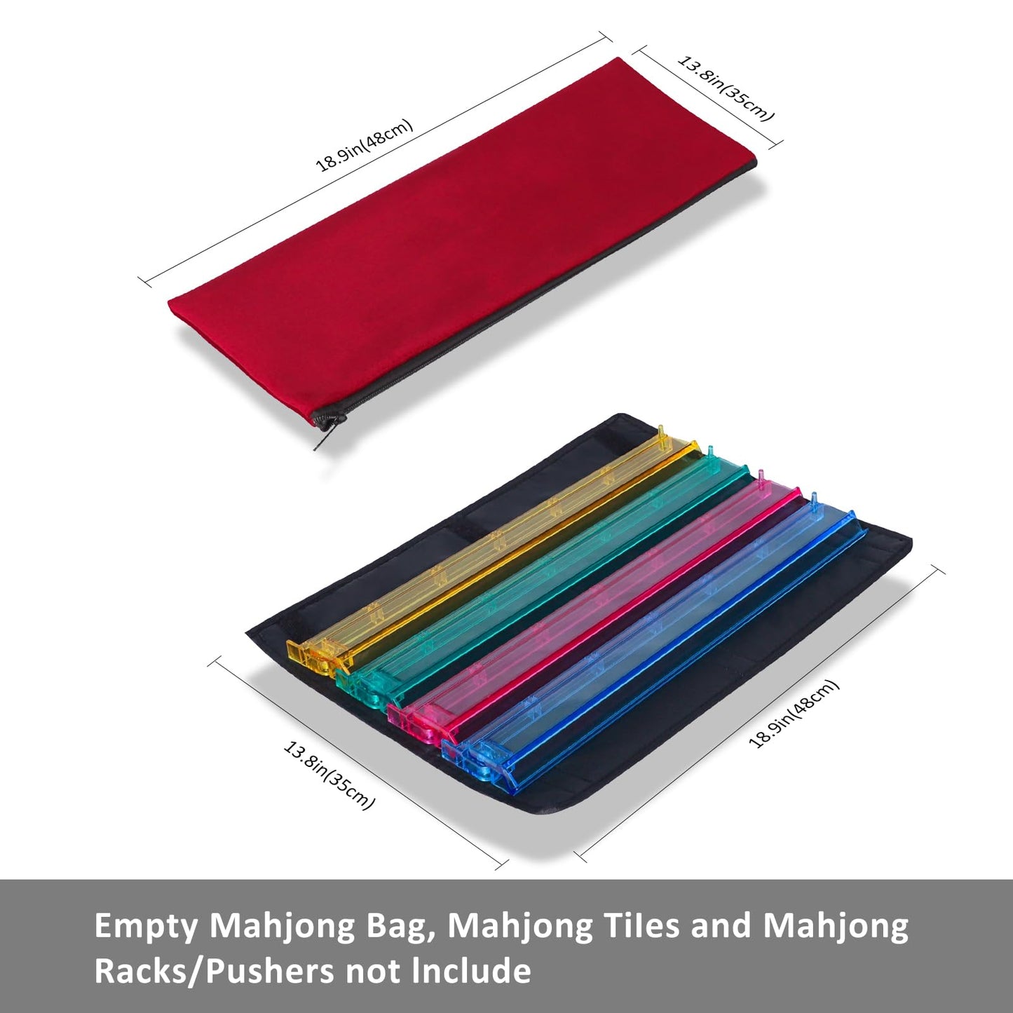 GUSTARIA Mahjong Bag - Empty Cloth Case for Racks & Extra Tile Bag, Red