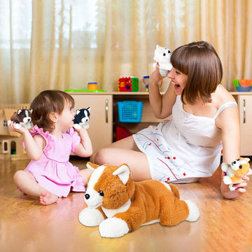 Youthfuljive 5 Pcs Corgi Stuffed Animal With 4 Babies Puppy Inside Big Mommy Dog Stuffed Animals In Zippered Belly, Cute Stuffed