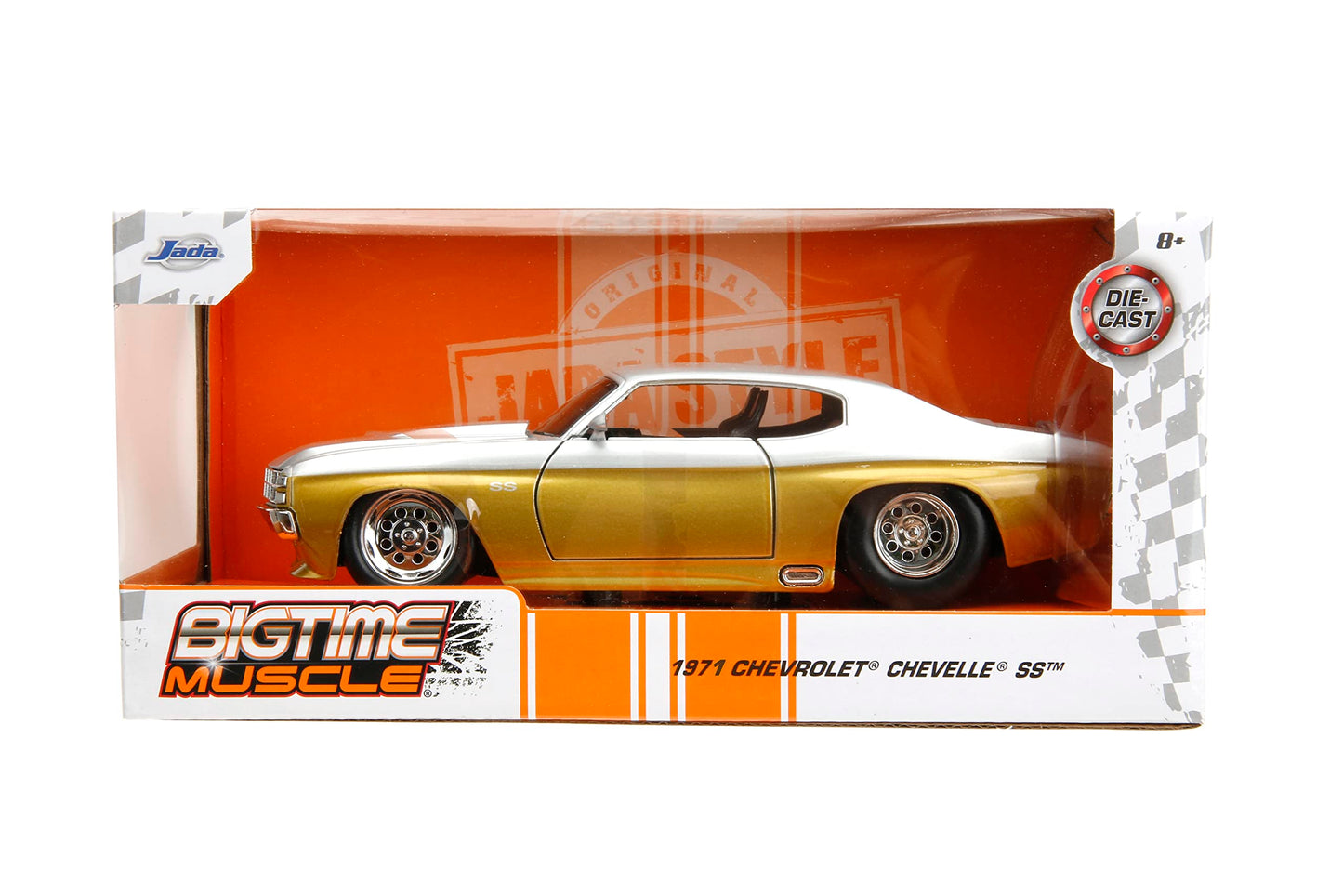 Big Time Muscle 1:24 1971 Chevy Chevelle Ss Die-Cast Car Silver/Gold, Toys For Kids And Adults