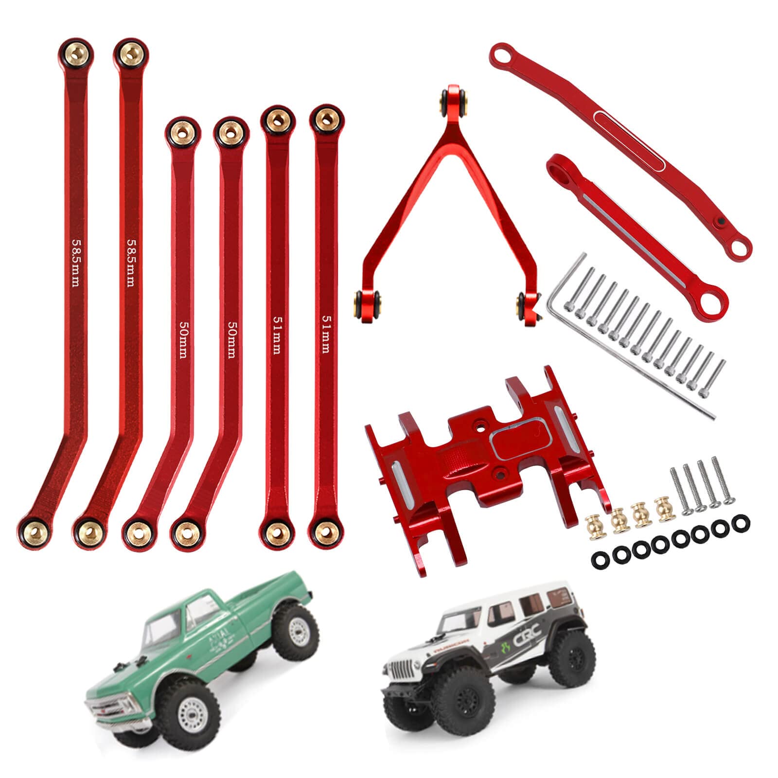 RCMYou RC Upgrades Part High Clearance Chassis Links & Skid Plate & Steering Rod Tie Links for 1/24 Axial SCX24 Bronco AXI00001 