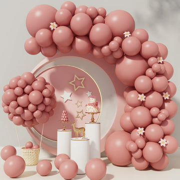 Dusty Pink Balloons 85Pcs Vintage Dusty Pink Balloon Garland Arch Kit 5/10/12/18 Inch Matte Latex Dusty Pink Balloons Different