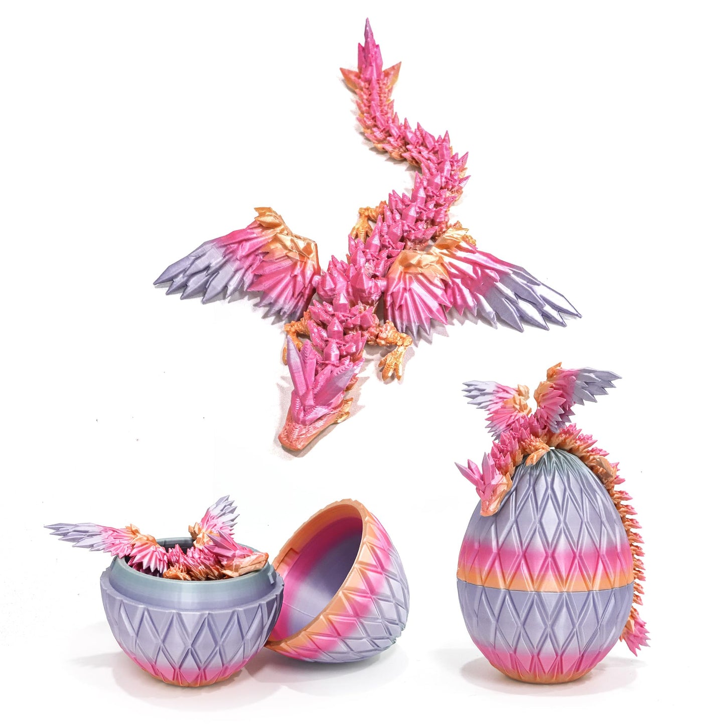 Flavery 3D Printed Flying Dragon Egg - Winged Dragon In Diamond Easter Eggs, Flexible Crystal Animal Inside, Mystery Dragon Eggs