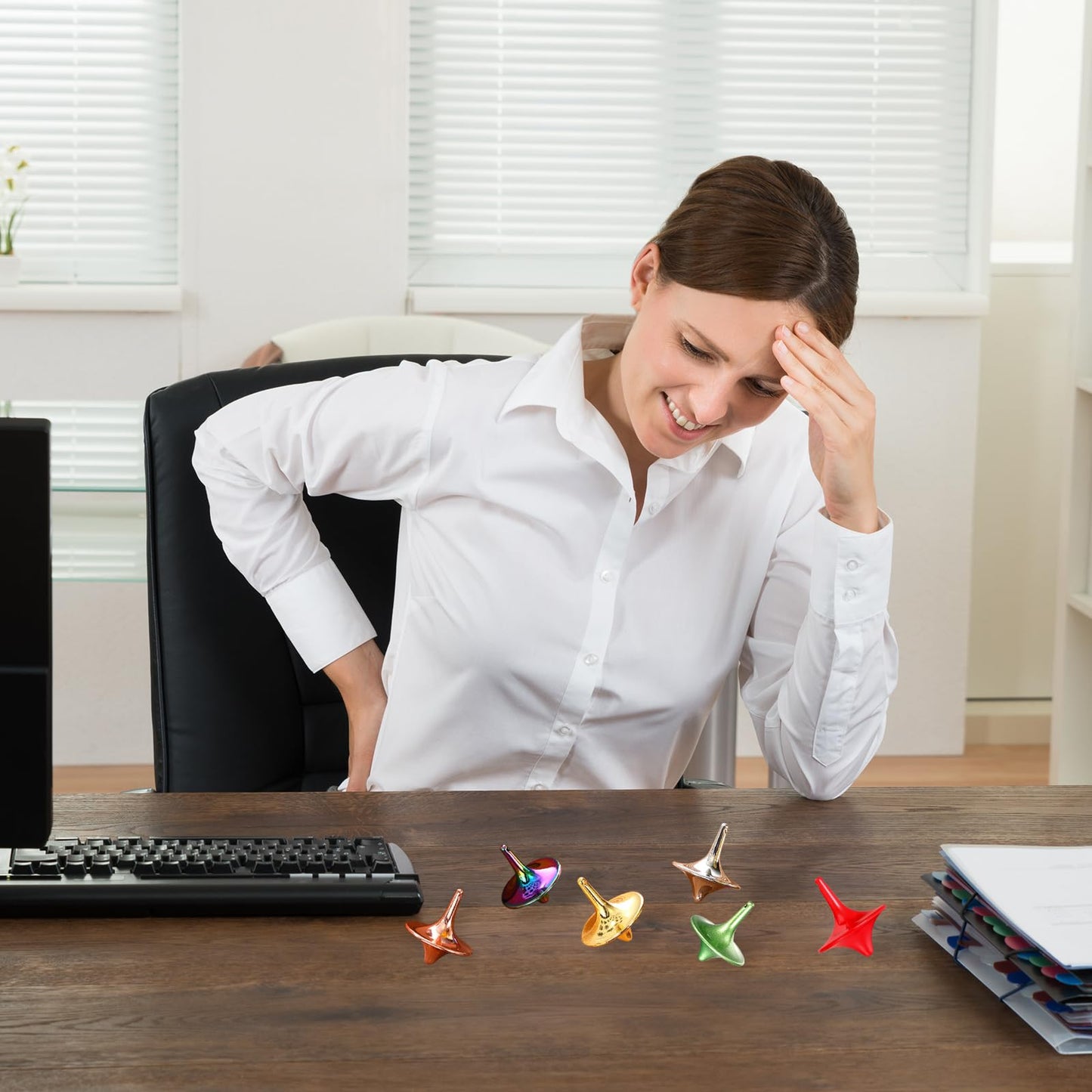 Lenwen 6 Pieces Metal Accurate Top Long Time Little Toy Balance Metal Zinc Alloy Tops for Teens mature-themeds Kill Time Stress Anxiety Gift  1.38 x 1.18'' (Stylish Color)