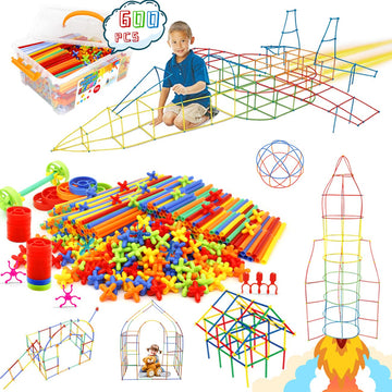 Straw Constructor Toys Stem Building Toys 600Pcs Straw Toy Interlocking Plastic Toys Engineering Toys Thin Tube Blocks Toy Educa