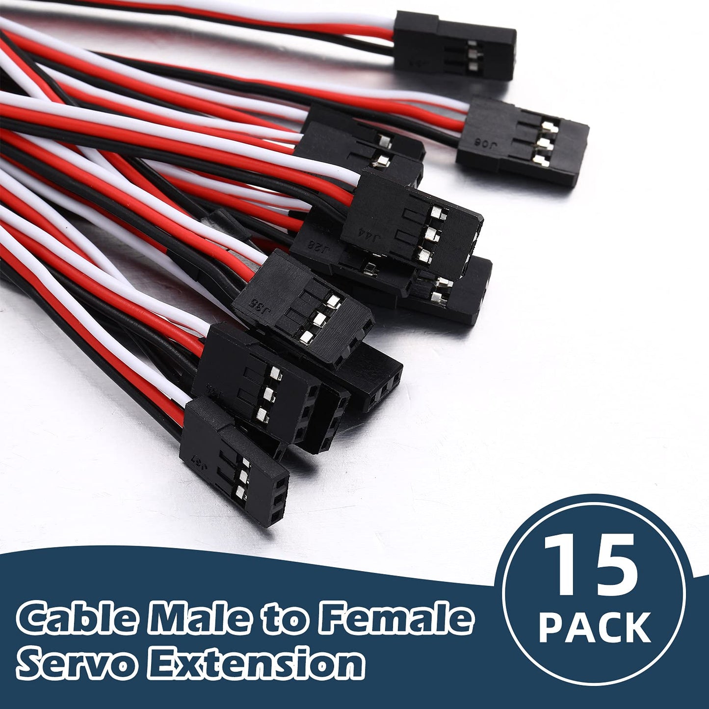 Frienda 15 Pieces Servo Extension Cables Servo Extension Cord Male to Female RC Wire Cable Compatible with RC JR Futaba Car Airp