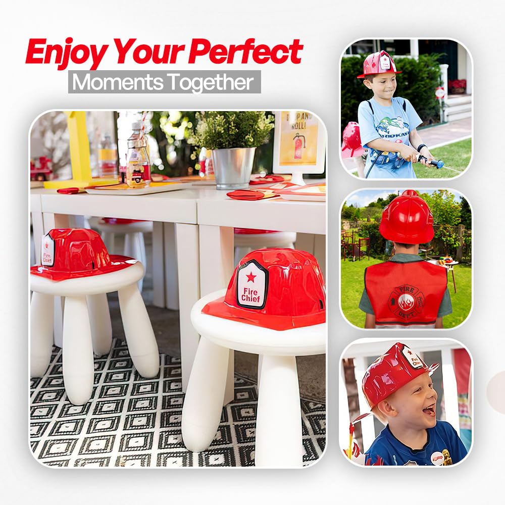 Tigerdoe Firefighter Party Hats and Vests - Kids Themed Costume and Supplies