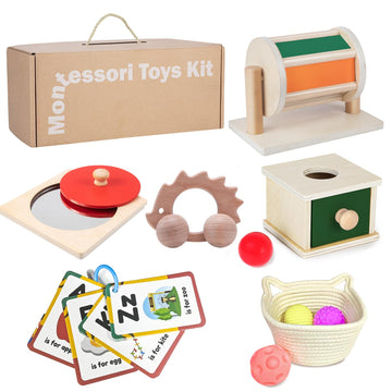 Montessori Educational Toys For Babies 7-12 Months, 7 In 1 Early Learning Educational Kit For Toddlers Gifts, Includes Spinning 