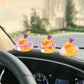 wonuu Rubber Duck Car Dashboard Decoration, Duck Car Ornament Cute Car Accessories with Mini Crown Dress Pearl Necklace Glasses,