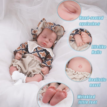 Kuiceo Reborn Baby Dolls That Lifelike -12 Inch Full Body Silicone Sleeping Baby Boy Handmade Face Realistic Body Details For Ch