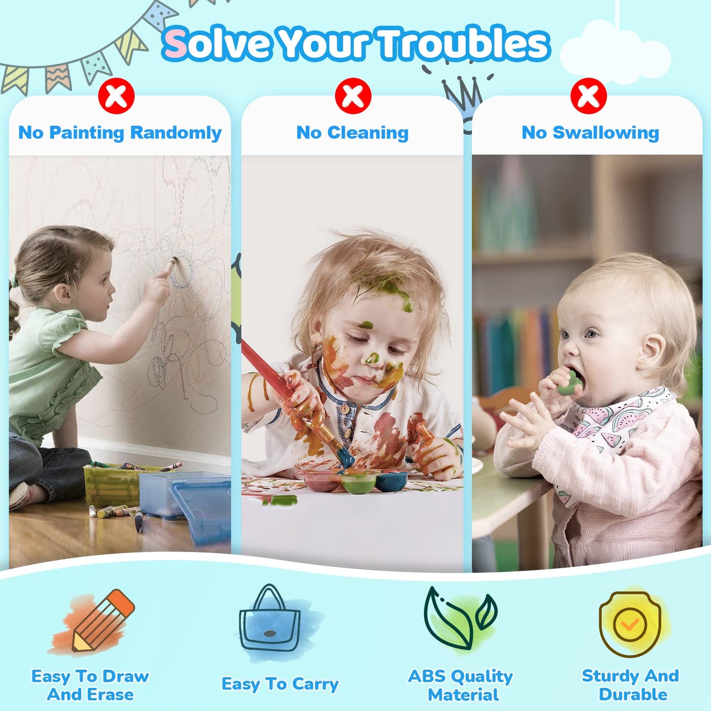 Kikidex Toddler Toys For 1 2 3 Years Old, Sturdy Magnetic Doodle Scribbler Board, Entertainment Toys For Kids, Reusable And No M