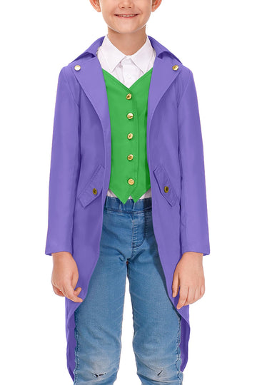 Besserbay Halloween Boys Renaissance Steampunk Medieval Gothic Jacket Vampire Retro Tailcoat Purple 8 Years