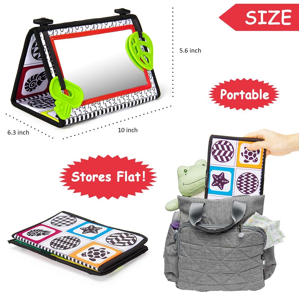 teytoy Tummy Time Baby Mirror Toy, Black & White, Foldable, Sensory Development for Infants 0-6 Months, Plastic Material
