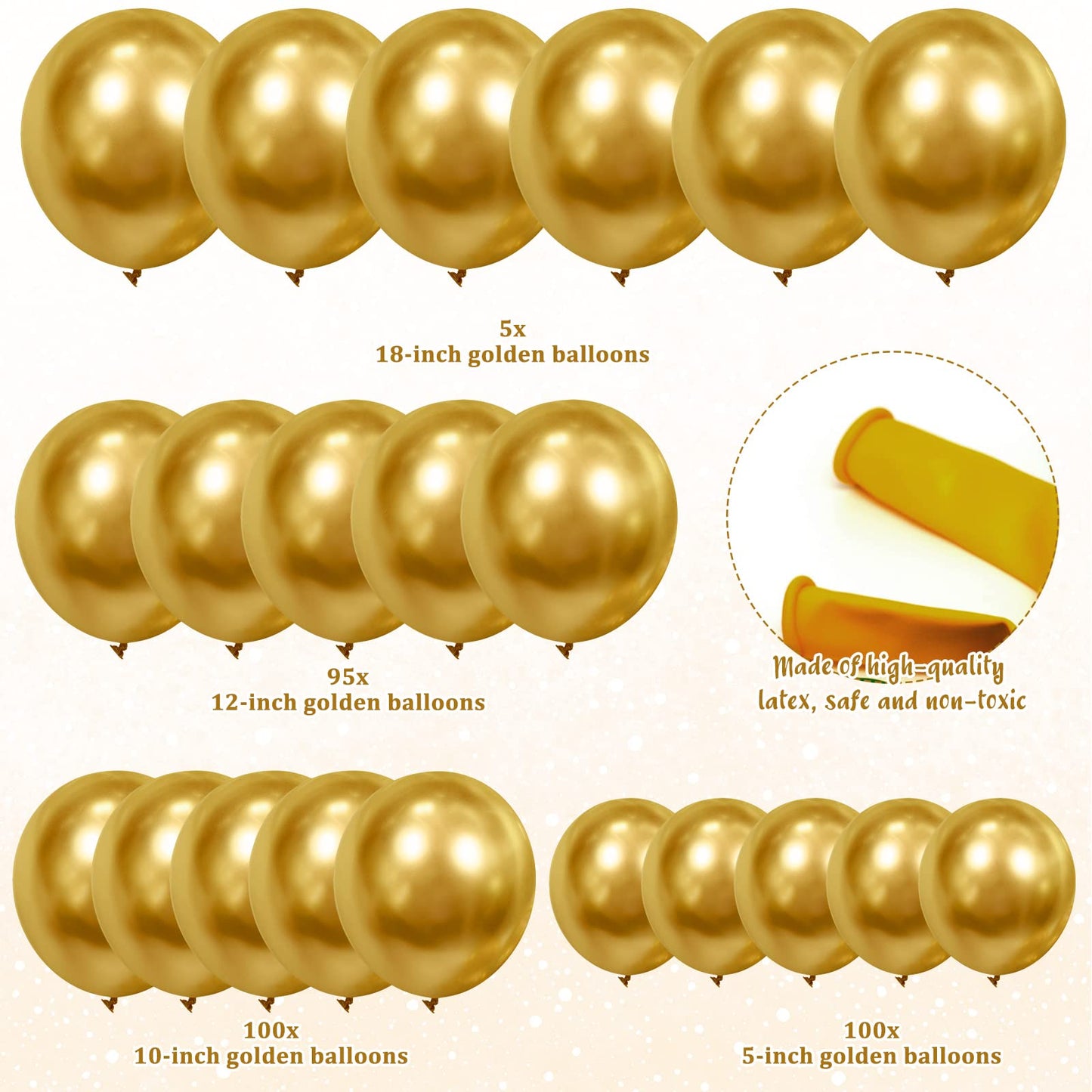 300 Pcs Latex Balloons Different Sizes 5/10/12/18 Inch Party Anniversary Balloons Bulk for Birthday Wedding Baby Shower Party De