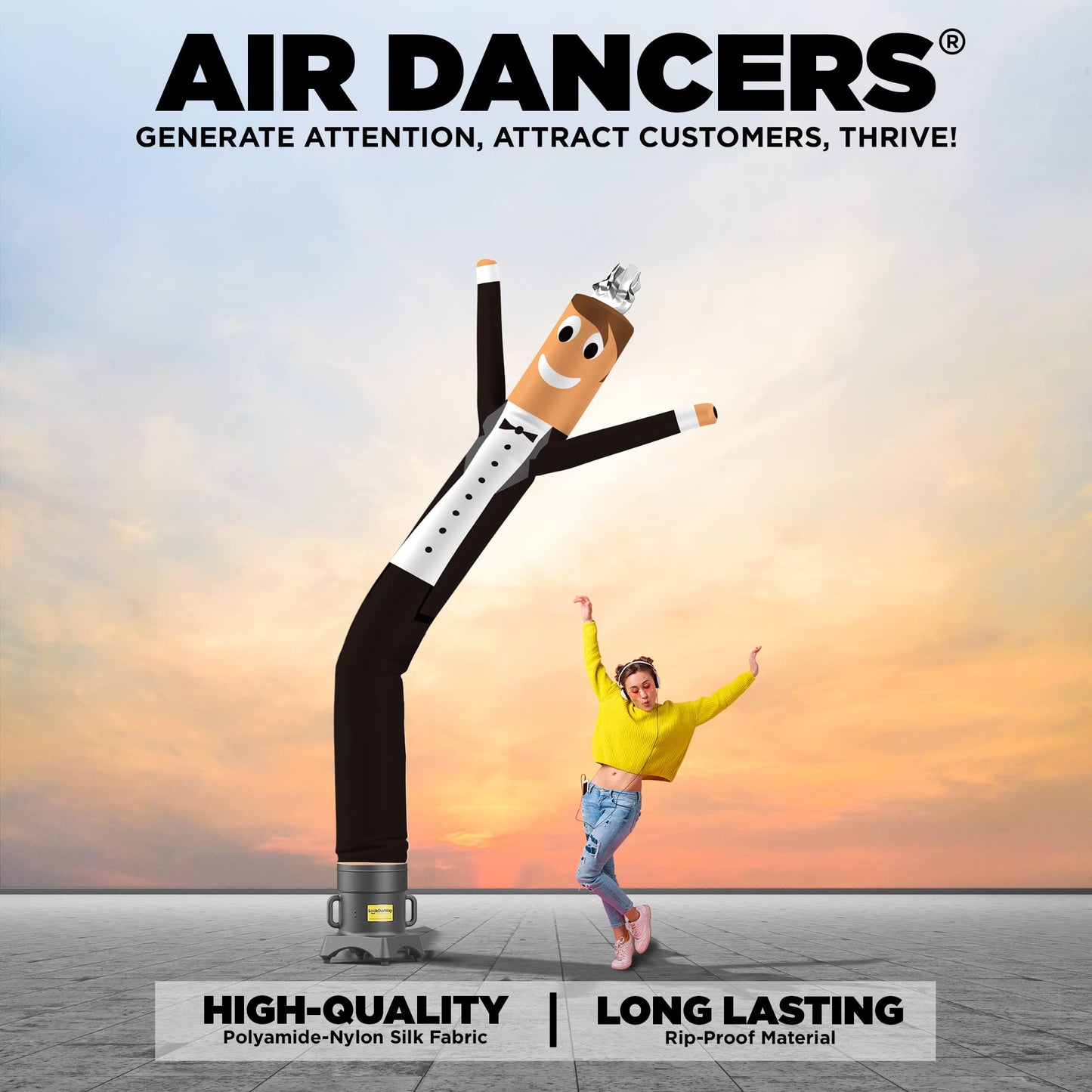 LookOurWay Air Dancers Inflatable Tube Man Attachment - 10 Feet Tall Wacky Waving Inflatable Dancing Tube Guy for Business Promotion (Blower Not Included) - Wedding Bridal Tux Themed - Groom