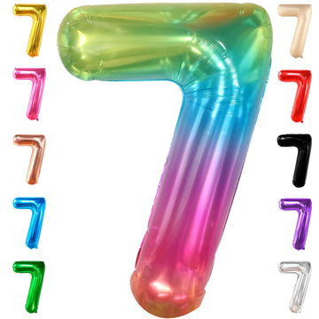 Katchon, Giant Jelly Number 7 Balloon - 40 Inch | 7 Birthday Balloon For 7Th Birthday Decorations | Rainbow 7 Balloon | Seven Balloon Number | 7 Balloons For Birthday Girl | Tie Dye 7 Balloon