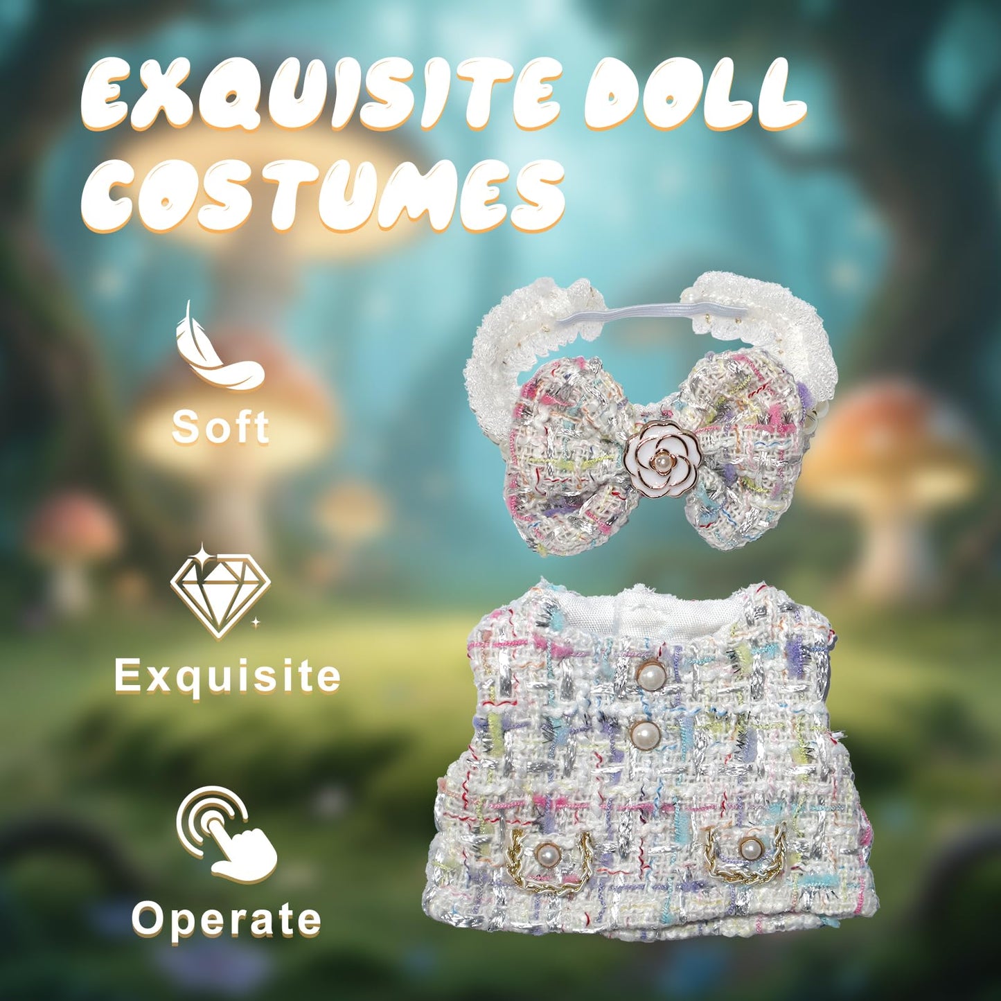 17cm Doll Clothes   17cm Clothes Skirt Set 2 Piece Set enhanced Fashion Dresses with +Bow Headpiece Outfit enhanced Fashion Cute Doll Accessories (NO Doll)(Style D)