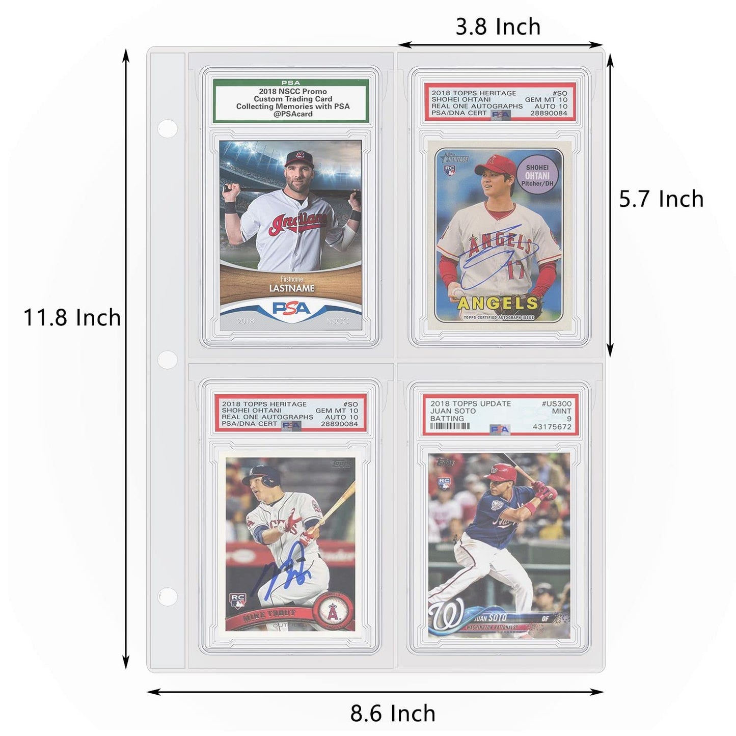 Fageverld Graded Card Slab Binder Pages, 10 Plastic Pages for 40 PSA/BGS/CGC Cards, Fits One-Touch Holders, Storage & Display