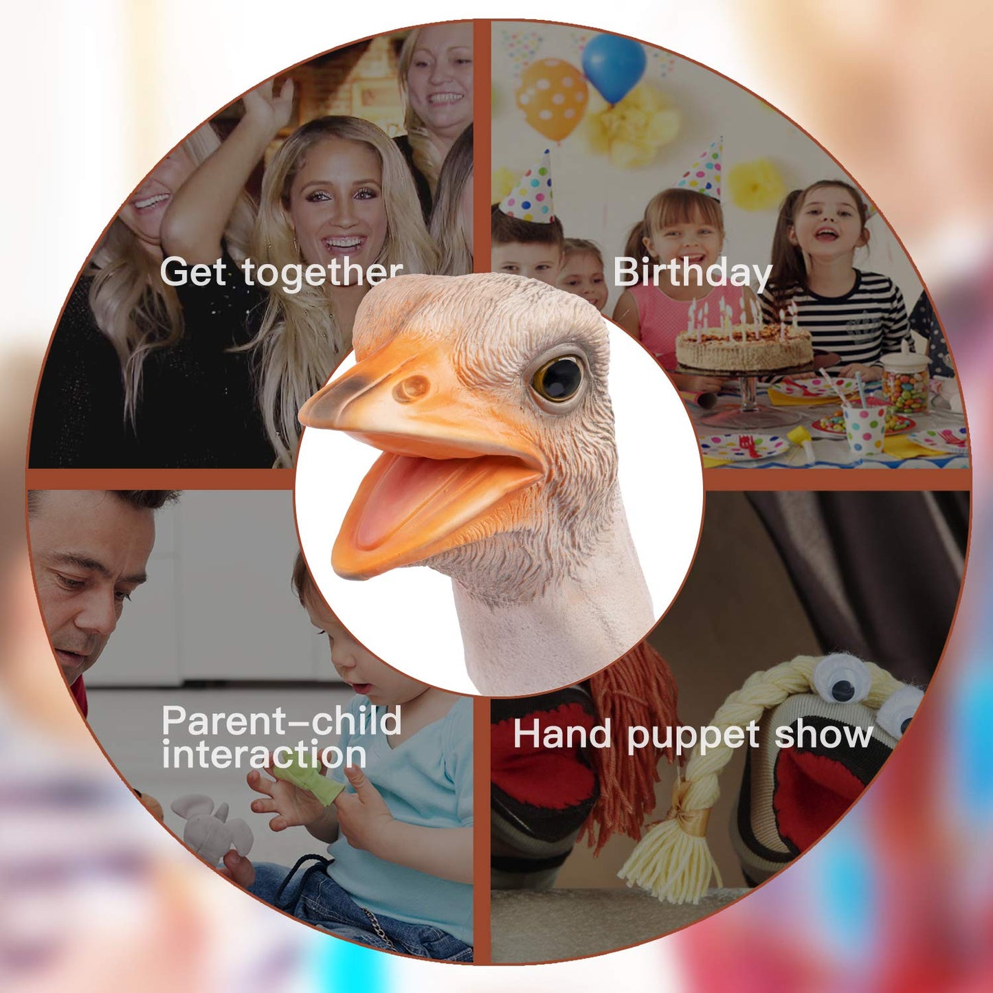 Yolococa Ostrich Hand Puppet Realistic Latex Soft Animal Toy Storytelling Role Play Party Supplies For Kids