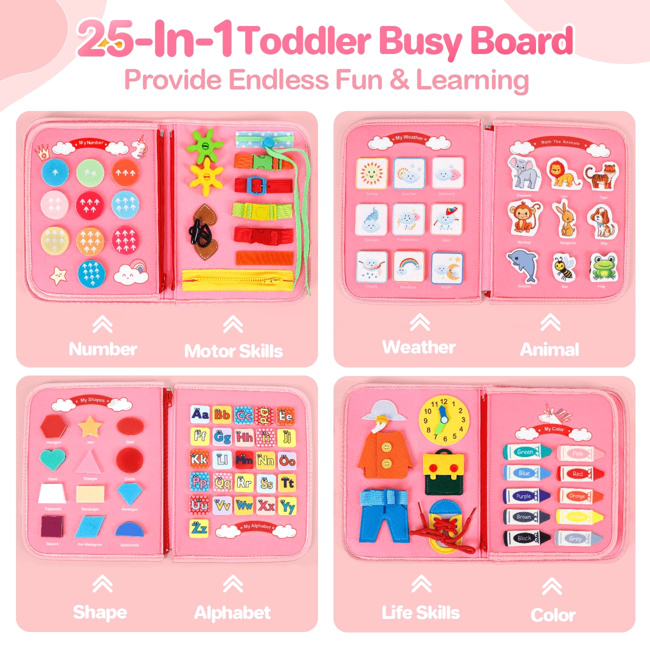 Syhln Montessori Busy Board Toys For One Year Old Girl Birthday Gifts,Educational Preschool Learning Activities Sensory Travel T