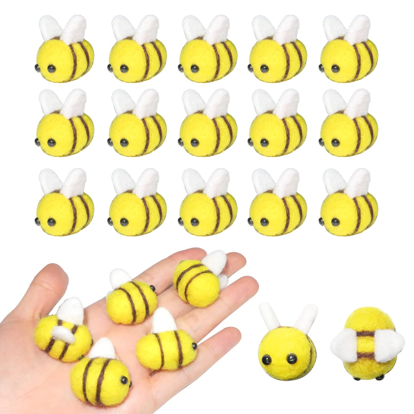 HADDII Felt Bees for Crafts, 20 Pcs Small Wool Bumble Bee Plush Decor for Baby Shower Decorations, Party Supplies and Costume DI