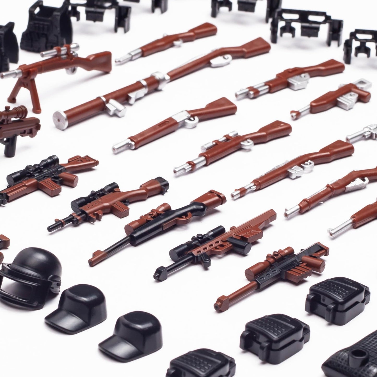 MaozyHomie 63 Pcs US Brown Toy Soldiers Figures Toy Set  US  Pack Military Army Battle  Toy Set Weapon Battle Building Blocks Compatible with Major Brand  3 Years Old and up