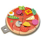 Tender Leaf Toys - Pizza Party - 6 Slices of Realistic Pizza Toy Set with 12 Different Toppings, Kraft Card Take-Out Box Include