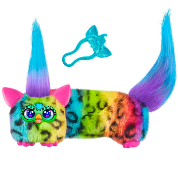 FURBY DJ Furblets Rain-Bow-Kat Mini Electronic Plush Toy with Funny Stretchable Sound Effects & Music, Speaks Furbish, Multicolo