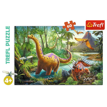 Trefl Dinosaur Migration 60 Piece Jigsaw Puzzle Red Print, Diy Puzzle, Creative Fun, Classic Puzzle For Adults And Children From 4 Years Old