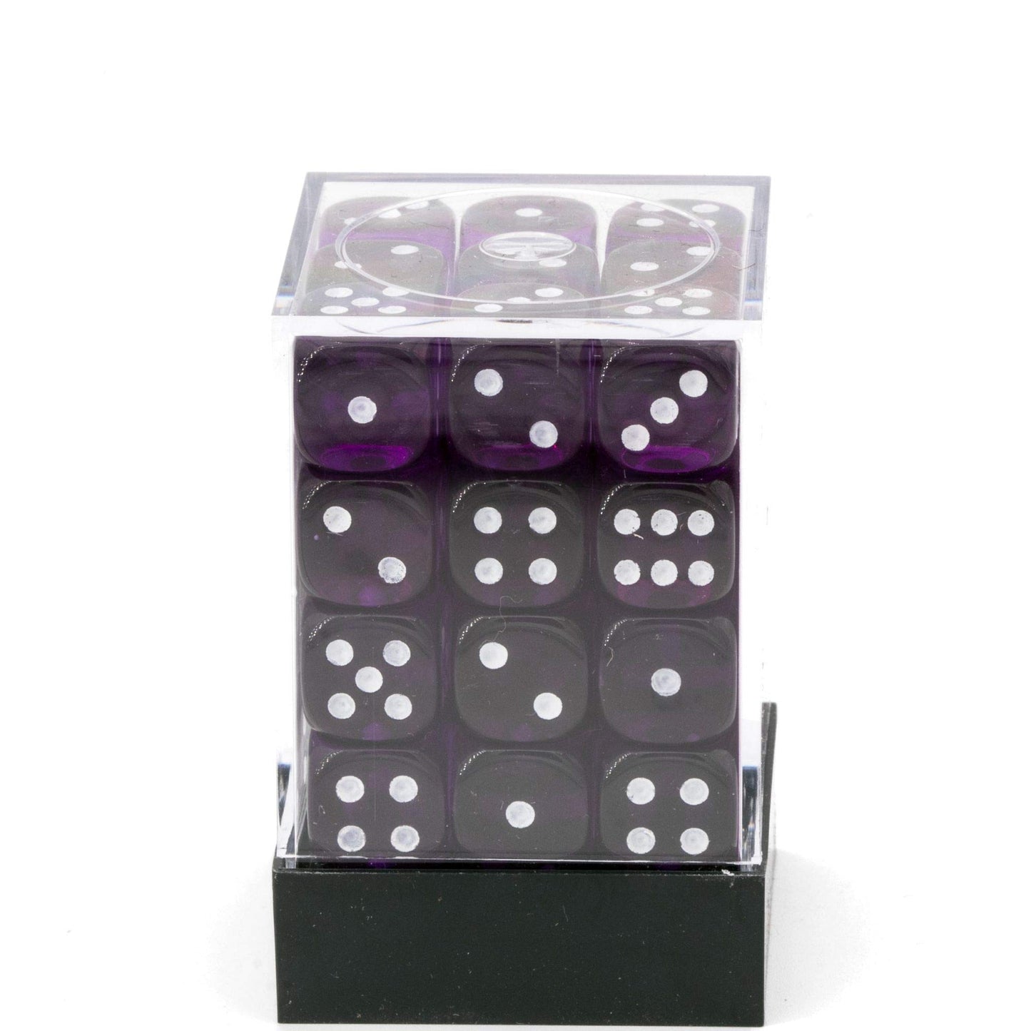Chessex Dice D6 Sets: Purple with White Translucent - 12Mm Six Sided Die (36) Block of Dice