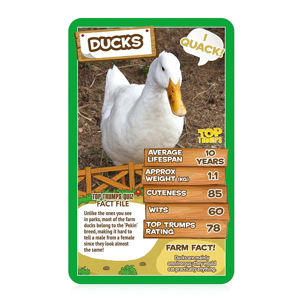 Top Trumps Farm Animals Classics Card Game, Find Out The Average lifespan of a Donkey, The wits of a Fox and The Cuteness of a S