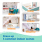 Oook Wooden Dollhouse For Kids, Doll House With Simulated Luxury Furniture Set, Dollhouse Playset For Girls Toddlers (Including